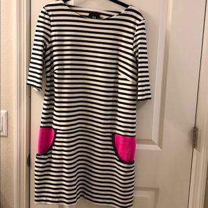 Maternity dress black and cream stripes size M